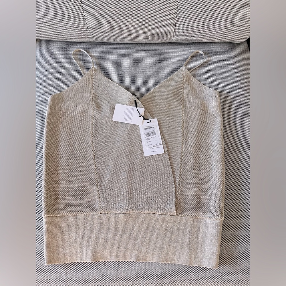 NWT Reiss Claudia Metallic Strappy Top